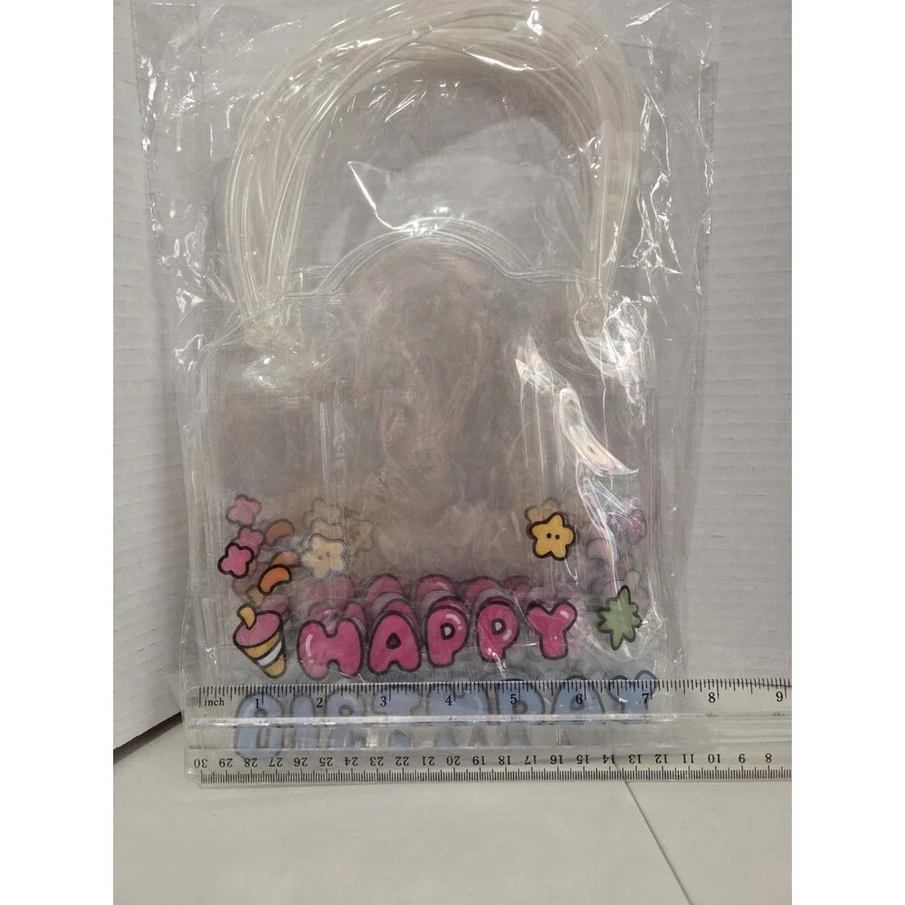 Lot of 2 pks of 5 piece Clear reusable Plastic Birthday Party Favor Bags